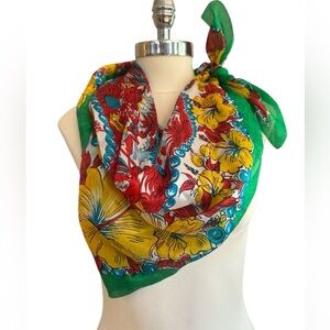 Vintage Large Pure Silk Scarf Diamond Head Hawaii by Brico